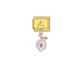 Detailaufnahme eines goldenen italienischen Modul-Charms mit Pfirsich-Anhänger - Pfirsich (D312)