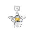 Close-up of silver bee insect pendant charm with crystals for DIY modular bracelet - Bee (D023)