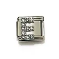Premium stainless steel letter E charm with sparkling crystals for DIY modular Italian link bracelets - Rhinestone Letter E Style