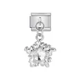 Primer plano de un dije de estrella plateada con cristal para pulseras de amuletos italianas - Forma de Estrella (D937)