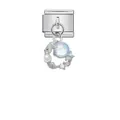 Eslabón de charm modular italiano con estrella de mar, concha y colgante de perlas - Estilo Círculo de Vida Marina (D882)