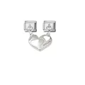 Detail of magnetic heart charms with 'love you' and 'miss you' engravings for modular link bracelet - Engraved Heart Module (D863)