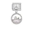 Colgante de ballena de plata para pulsera modular italiana con piedra rosa facetada. - Estilo Ballena con Marco Redondo (D887)