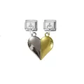 Detailed macro view of magnetic heart-shaped pendants for Italian modular steel bracelets - Two-tone Magnetic Heart Module (D853)