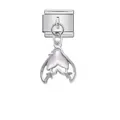 Detalle del módulo de charm italiano con colgante de cola de sirena nacarada y estrellitas - Estilo Cola de Sirena (D880)
