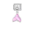 Makroansicht eines rosa Kristall-Meerjungfrauenschwanzes auf einem italienischen Charm-Modul - Rosa Kristall Fischschwanz Stil (D547)