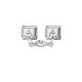 Detail of magnetic hand charms forming a heart on stainless steel modular links. - Magnetic Hand Heart Module (D852)