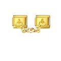 Close-up of golden Italian modular charm links with heart-hand connector - Magnetic Hand Heart Module (D851)