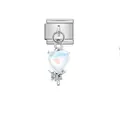 Premium stainless steel Italian modular charm link with a dangling iridescent heart pendant - Iridescent Glossy Heart (D509) / Silver