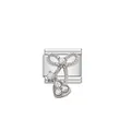 Stainless steel modular link featuring a cherry bow motif with inlaid brilliant crystals - Rhinestone Cherry Bow Style (DIYSP032)