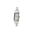 Elegant minimalist silver vintage rectangular watch with a modular link bracelet strap - Watch Head (watch269) / Silver Case Silver Dial