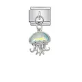 Detalle de un eslabón de charm italiano en plata con un bonito colgante de medusa. - Estilo Medusa Exquisita (D872)