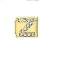 Detailed macro view of a gold-plated Italian charm link featuring a rhinestone letter Z - Letter Z