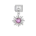 Italienisches Charm-Modul aus Edelstahl mit lila Sonnenanhänger für DIY-Armbänder - Sonnenblume Lila Kristall Stil (D527)