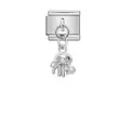 Vista detallada de un dije italiano de medusa de plata con detalles de cristal brillante - Estilo Pulpo y Medusa (D870)