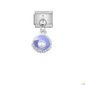 Lila Emaille Muschel-Charm mit Perle und Strass für italienische Gliederarmbänder - Lila Perle Muschel Strass Stil (D529)