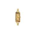Vintage style rectangular gold watch with modular metal link bracelet - Watch Head (watch270) / Gold Case Gold Dial
