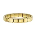 Close-up view of a high-quality 18K gold-plated stainless steel Italian modular charm bracelet. - Gold (Genuine Gold Plated) / Gold
