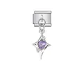Italienischer Edelstahl-Modul-Charm für DIY-Armband mit violettem Herz-Kristall-Stern - Herz Lila Kristall Stern Stil (D530)
