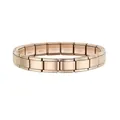 Detailed view of rose gold modular Italian charm bracelet links in stainless steel - Rose Gold (Genuine Gold Plated) / Rose Gold