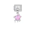 Rosa irisierender Stern-Anhänger mit Edelstahl-Modulglied für ein DIY-Schmuckarmband - Rosa Stern Kreuz Stil (D531)
