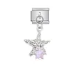 Italienisches Charm-Modul aus Edelstahl mit rosa Kristall-Seestern für DIY Armbänder - Rosa Seestern Stern Stil (D534)