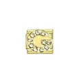 Gold plated Italian modular charm with rhinestone letter G for DIY stainless steel bracelets - Letter G