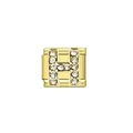 Premium gold stainless steel Italian charm link featuring a rhinestone letter H design - Letter H