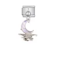 Italienischer modularer Armband-Anhänger mit einem rosa Kristall-Mondanhänger - Bunter Rosa Kristall Mond Stil (D536)