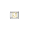 Stainless steel Italian charm link with golden horseshoe design for DIY bracelet - Gold Horseshoe Mixed Color (DIYSP029)