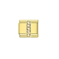 Gold stainless steel Italian charm link with vertical sparkling rhinestones for DIY bracelets - Letter I