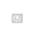 Polished silver stainless steel Italian charm link with a horseshoe design charm - Silver Horseshoe Style (DIYSP027)