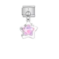 Italienisches Charm-Modul mit hängendem rosa Kristallstern für DIY-Armbänder und Schmuck - Rosa Strass Stern Stil (D537)