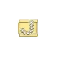 Gold stainless steel Italian charm featuring a rhinestone letter J for DIY bracelets - Letter J