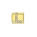 Elegant gold Italian charm link featuring rhinestone letter L for DIY bracelet - Letter L