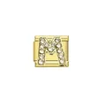 Gold-plated stainless steel Italian charm module featuring sparkling rhinestone letter M - Letter M