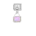 Italienischer Modul-Armbandanhänger aus Edelstahl mit einem rosa Kristall-Handtaschen-Anhänger - Rosa Kristall Tasche Stil (D545)