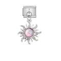 Italienischer Sonnen-Charm aus Edelstahl mit rosa Kristall für DIY-Schmuckarmbänder - Rosa Lila Marmor Sonne Stil (D546)