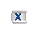 Blue enamel letter X Italian modular charm for DIY stainless steel bracelet link - Letter X