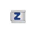 Italian charm link with blue letter Z for modular DIY bracelet in stainless steel - Letter Z