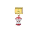 Detaillierte Nahaufnahme eines goldenen italienischen Modul-Links mit Apfelkern-Anhänger - Red White Apple Core (D317)