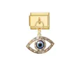 Detail of Italian charm bracelet link with sparkling crystal evil eye pendant - Rhinestone Evil Eye Hook Charm (D826)