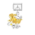 Silberner italienischer Charm-Anhänger mit goldenem Löwen-Zodiac für DIY-Armband - Löwe (D0137)