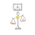 Detail eines italienischen Charm-Links mit silberner Waage und rosa Emaille-Akzenten - Waage (D0139)