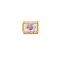 Gold-plated Italian charm link with a purple flower for DIY bracelets - Flower Style (ZT-MK-149) / Purple