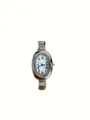 Minimalist oval quartz watch featuring an Italian modular stainless steel band for unisex - Complete Watch (watch220) / Silver