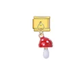 Goldener italienischer Charm-Link mit niedlichem rot-weißem Pilzanhänger - Rot-Weißer Pilz (D328)