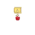 Italienischer Modul-Armband-Charm mit einem süßen roten Apfel-Anhänger in Gold-Finish - Roter Apfel (D314)