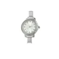 Elegante orologio da donna argento con lunetta in cristallo e cinturino in acciaio - Testa dell'Orologio / Bianco