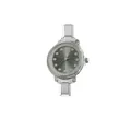 Elegante orologio da donna in acciaio argento con lunetta in strass e quadrante soleil - Testa dell'Orologio / Grigio